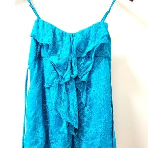 FREE SHIPPING ☆Forever 21 teal lace spaghetti strap ruffle top blouse
